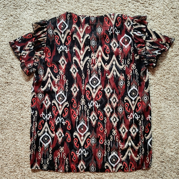 NWT Ulla Popken Mixed Paisley Print Ruffle Sleeve Blouse Size 14 - Picture 9 of 13